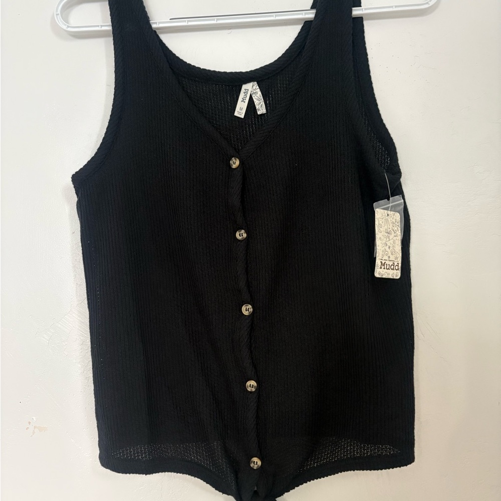 Mudd Black Knit Button-Front Tank Top